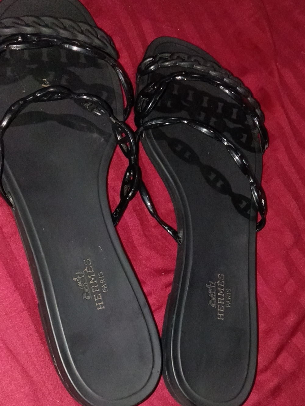 -Inspired Black Braided Chain Slide Sandals for Women